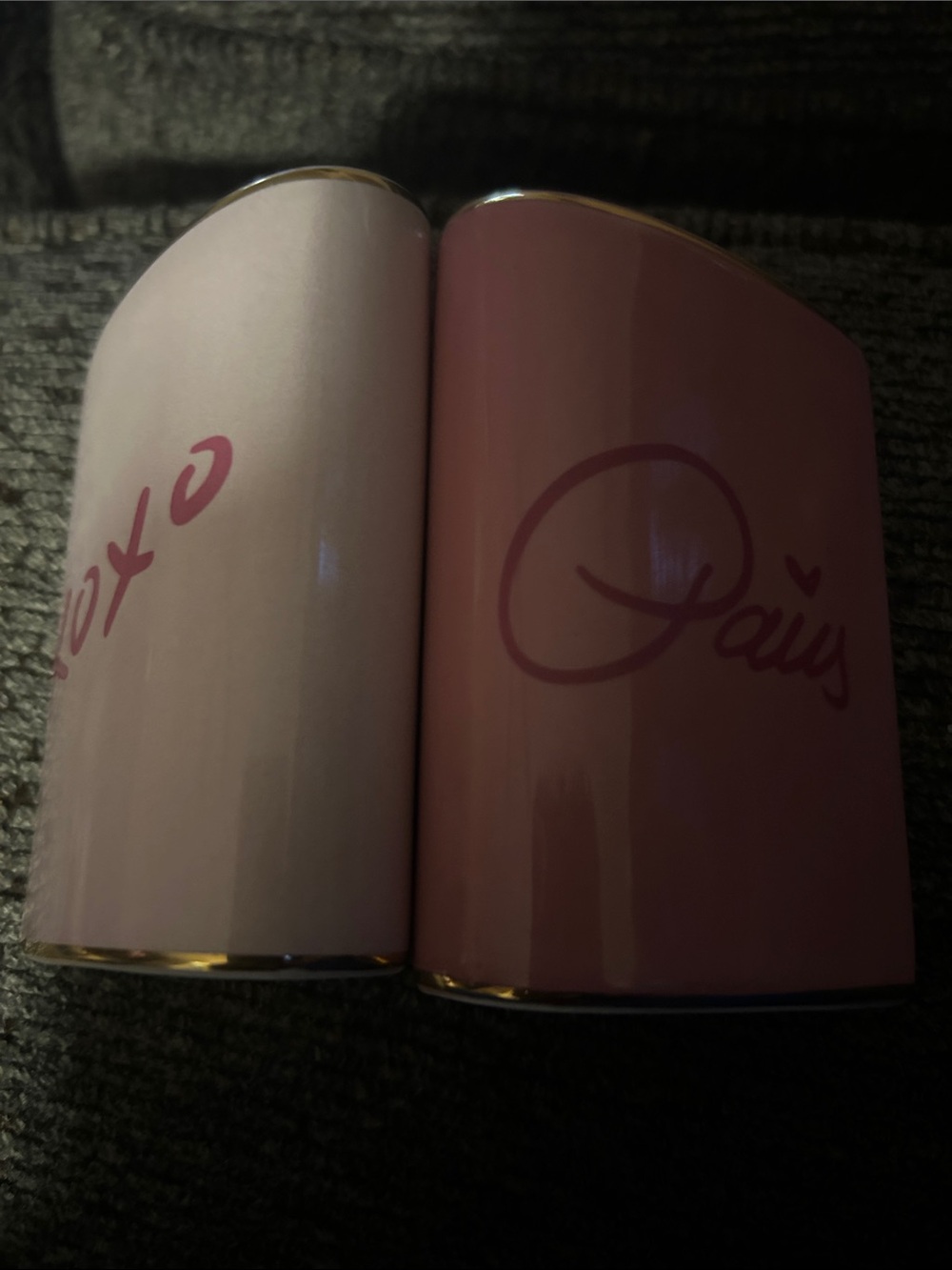 Set of 2 Pink Salt / Pepper  XOXO Shakers